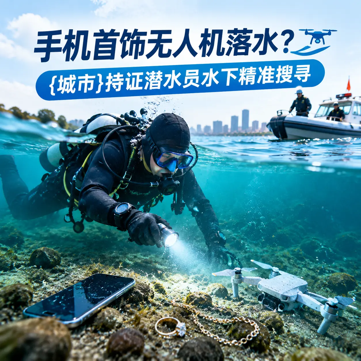 手机首饰无人机落水?新余持证潜水员水下精准搜寻
